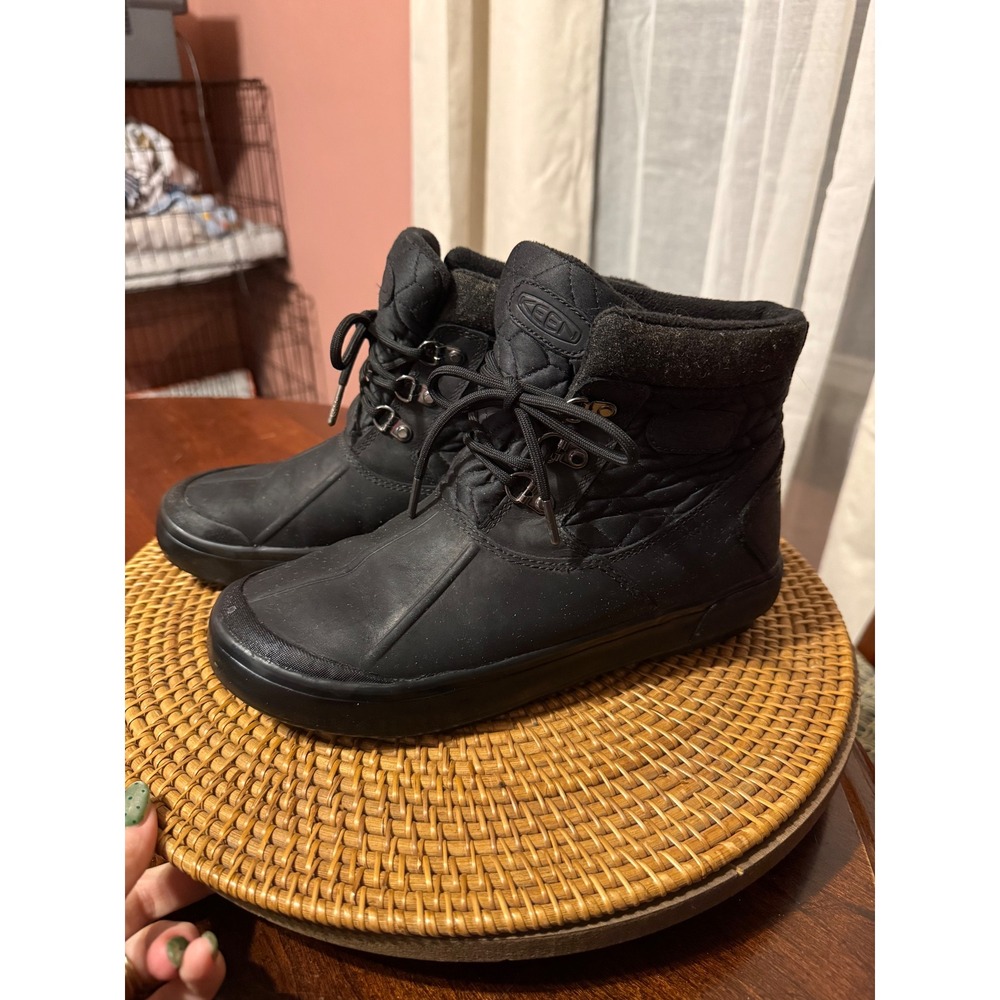 KEEN Elena Insulated Waterproof Boots Black Quilted Winter Ankle Womens 8